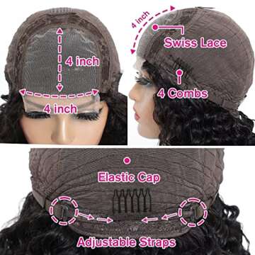 Deep Wave Lace Front Wigs Human Hair Wigs for Black Women 4x4 Lace Closure Deep Curly Lace Front Wig Human Hair,Glueless Wigs Human Hair Pre Plucked With Baby Hair