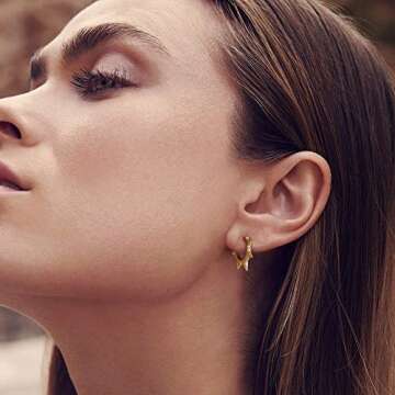 MEVECCO 18K Gold Plated Huggie Earrings for Women