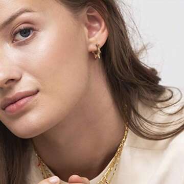 MEVECCO 18K Gold Plated Huggie Earrings for Women