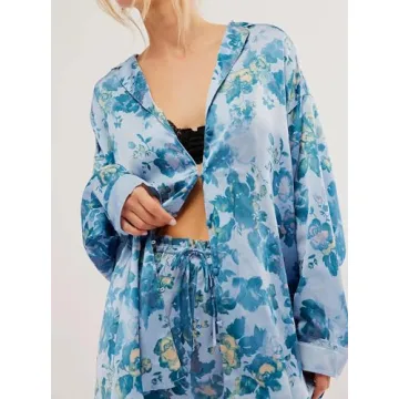 Luxurious Women Soft Satin Pajama Set Floral Design