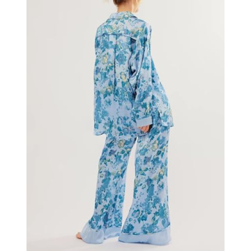 Luxurious Women Soft Satin Pajama Set Floral Design