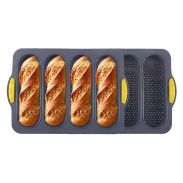 atrccs Silicone Bread Loaf Pan, Nonstick Loaf Pan & Heat Resistant Baguette Bread Pan, Bread Mold fo...