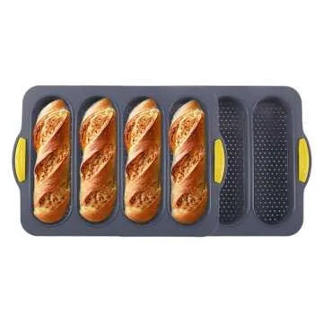 atrccs Silicone Bread Loaf Pan, Nonstick Loaf Pan & Heat Resistant Baguette Bread Pan, Bread Mold fo...