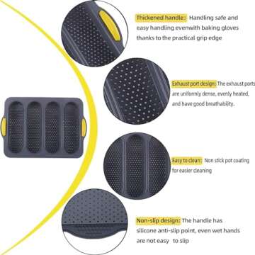 atrccs Silicone Bread Loaf Pan, Nonstick Loaf Pan & Heat Resistant Baguette Bread Pan, Bread Mold for Baking, French Bread Baking Pan, Bread Pans for Homemade Bread, Sub Loaf Pans for Baking Bread