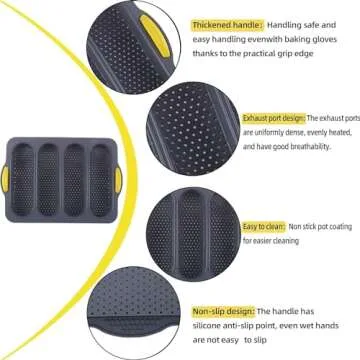 atrccs Silicone Bread Loaf Pan, Nonstick Loaf Pan & Heat Resistant Baguette Bread Pan, Bread Mold for Baking, French Bread Baking Pan, Bread Pans for Homemade Bread, Sub Loaf Pans for Baking Bread