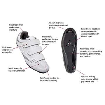 Tommaso Pista Women's Spin Class Ready Cycling Shoe Bundle - White/Silver - SPD - 43