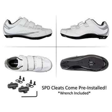 Tommaso Pista Women's Cycling Shoes SPD Bundle - White/Silver