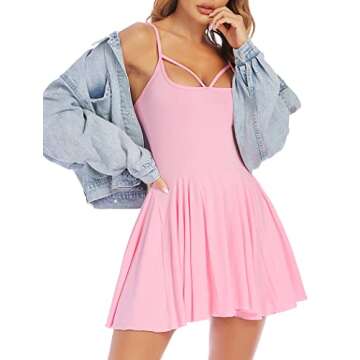 ADOME Dress for Women Casual Summer Dress Sexy Mini Slip Dress V Neck Party Club Night Out Dress (Pink, M)
