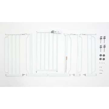 Regalo 56-Inch Extra WideSpan Walk Through Baby Gate, Includes 4-Inch, 8-Inch and 12-Inch Extension, 8 Piece Set - 4 Pack of Pressure Mounts and 4 Pack of Wall Cups and Mounting Kit, White