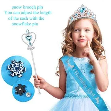 Golray Frozen Birthday Party Supplies Girls Princess Elsa Birthday Party Decorations 61 Balloons, Banner, Tassel, Sash, Pin, Cake Topper, Tattoo, Crown Wand, Girls Birthday Decor 2nd 3rd 4th 5th
