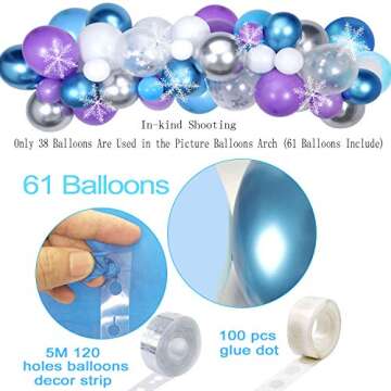 Golray Frozen Birthday Party Supplies Girls Princess Elsa Birthday Party Decorations 61 Balloons, Banner, Tassel, Sash, Pin, Cake Topper, Tattoo, Crown Wand, Girls Birthday Decor 2nd 3rd 4th 5th