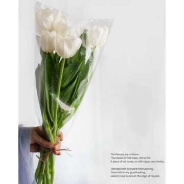 100 Pcs flower packaging transparent bag,flowers bouquet sleeve transparent cellophane Suitable for flower shop, shopping mall flower packaging (15X12)