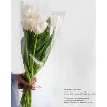 100 Pcs flower packaging transparent bag,flowers bouquet sleeve transparent cellophane Suitable for flower shop, shopping mall flower packaging (15X12)