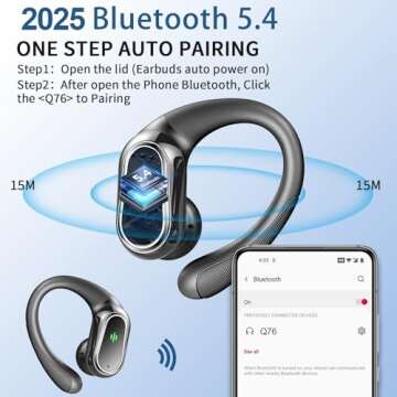 2025 Bluetooth 5.4 Wireless Earbuds – 75H Time, IP7 Waterproof for Sports and Workouts