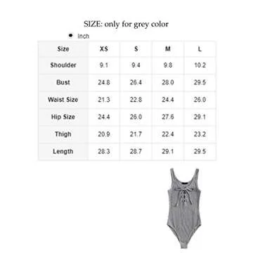 MakeMeChic Women's Stylish Lace Up Bodysuit Grey Size S