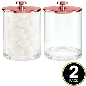 mDesign Large Modern Apothecary Storage Organizer Canister Jars - Plastic Containers for Bathroom, O...