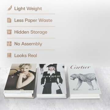 Coffee Table Decorative Books For Home Decor, Fake Books For Decoration, Aesthetic Bookshelf Decor for Living Room Office Bedroom, 3 Piece