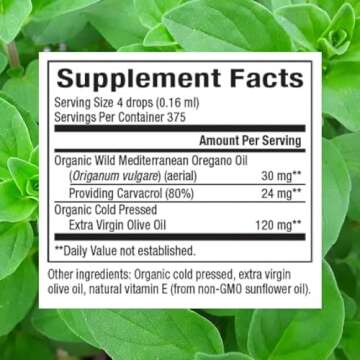 Natural Factors, Certified Organic Oil of Oregano, Herbal Supplement for Immune Support, Vegan, Non-...