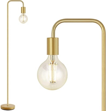 BoostArea Brass Gold Industrial Floor Lamp: 63 Inch, E26 Socket, Modern Design