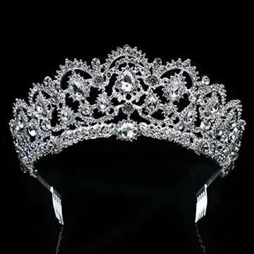 ThyWay Vintage Crystal Diamond Bride Bridal Wedding Hair Head Band Wear Rhinestone Jewelry Headdress Headband Tiara Coronal Big Crown Pageant (Style 1)