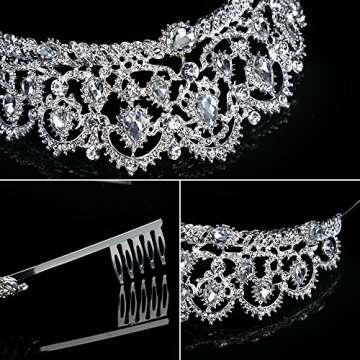 ThyWay Vintage Crystal Diamond Bride Bridal Wedding Hair Head Band Wear Rhinestone Jewelry Headdress Headband Tiara Coronal Big Crown Pageant (Style 1)