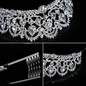 ThyWay Vintage Crystal Diamond Bride Bridal Wedding Hair Head Band Wear Rhinestone Jewelry Headdress Headband Tiara Coronal Big Crown Pageant (Style 1)