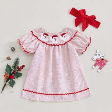 Charming Toddler Baby Girl Christmas Dress with Headband Set for 18-24 Months