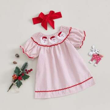 Toddler Baby Girl Christmas Dress with Headband Set