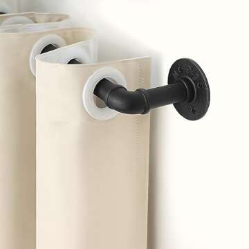 Refrze Blackout Curtain Rods for Windows 72 to 144 Inch, Industrial Curtain Rods, Wrap Around Curtai...