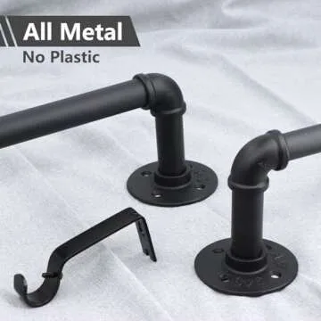 Refrze Blackout Curtain Rods for Windows 72 to 144 Inch, Industrial Curtain Rods, Wrap Around Curtain Rods for Bedroom,1 Inch Heavy Duty Outdoor Curtain Rods for Patio, 72-144", Black