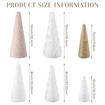 VercanMonth Christmas Yarn Trees 8 Inch 7 Inch 5 Inch Christmas Cone Trees Boho Christmas Tabletop D...