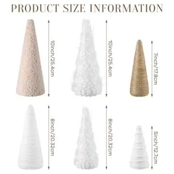 VercanMonth Christmas Yarn Trees 8 Inch 7 Inch 5 Inch Christmas Cone Trees Boho Christmas Tabletop D...