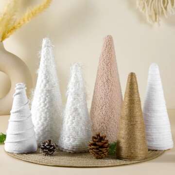 VercanMonth Christmas Yarn Trees 8 Inch 7 Inch 5 Inch Christmas Cone Trees Boho Christmas Tabletop Decor Tree for Farmhouse Xmas Holiday Table Centerpiece Winter Mantle Decor