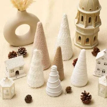 VercanMonth Christmas Yarn Trees 8 Inch 7 Inch 5 Inch Christmas Cone Trees Boho Christmas Tabletop Decor Tree for Farmhouse Xmas Holiday Table Centerpiece Winter Mantle Decor