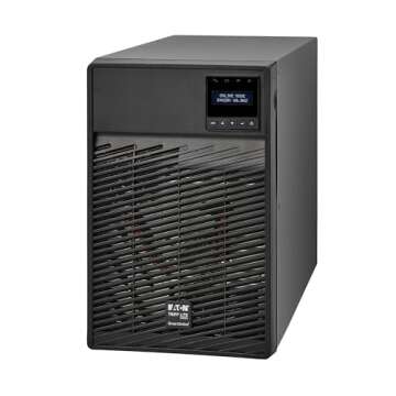 Eaton Tripp Lite Series SmartOnline 1000VA UPS Battery Backup Tower, Pure Sine Wave Double-Conversion, AVR 120V, 900W, 6 Outlets, USB, DB9, LCD Screen (SU1000XLCD)