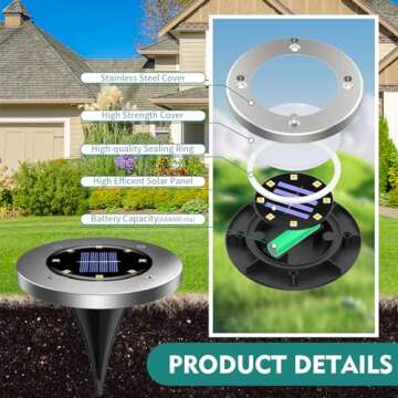 Cvosua Solar Outdoor Lights 12Packs, Solar Lights for Outside, Waterproof, Solar Garden Lights Landscape Lighting, In Ground Lights for Patio Pathway Lawn Yard Deck Driveway Walkway