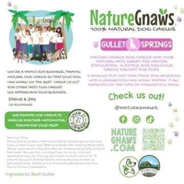 Nature Gnaws Beef Gullet Springs for Dogs - Rawhide Free Chews
