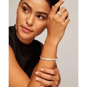 PAVOI Rhodium Plated Cubic Zirconia Princess Cut Bangle Bracelet for Women | Classic Love Cuff CZ Stones Bracelet Jewelry