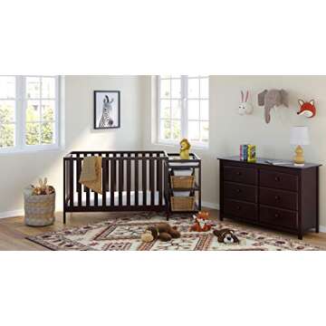 Graco Pacific 4-in-1 Convertible Crib and Changer, Espresso Easily Converts to Toddler Bed, Day Bed ...