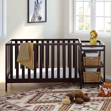 Graco Pacific 4-in-1 Convertible Crib and Changer, Espresso Easily Converts to Toddler Bed, Day Bed or Full Bed, 3 Position Adjustable Height Mattress