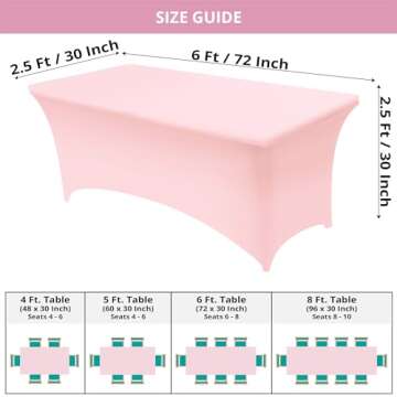 Utopia Kitchen Spandex Tablecloth 2 Pack [6FT, Pink] Tight, Fitted, Washable and Wrinkle Resistant S...