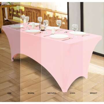 Utopia Kitchen Spandex Tablecloth 2 Pack [6FT, Pink] Tight, Fitted, Washable and Wrinkle Resistant Stretch Table Cloth Rectangle Cover for Trade Show, Weddings & Parties [72Lx30Wx30H Inch]