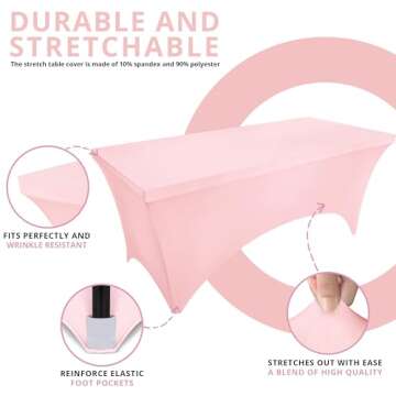 Utopia Kitchen Spandex Tablecloth 2 Pack [6FT, Pink] Tight, Fitted, Washable and Wrinkle Resistant Stretch Table Cloth Rectangle Cover for Trade Show, Weddings & Parties [72Lx30Wx30H Inch]