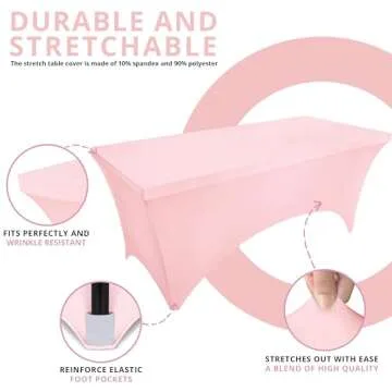 Utopia Kitchen Spandex Tablecloth 2 Pack [6FT, Pink] Tight, Fitted, Washable and Wrinkle Resistant Stretch Table Cloth Rectangle Cover for Trade Show, Weddings & Parties [72Lx30Wx30H Inch]