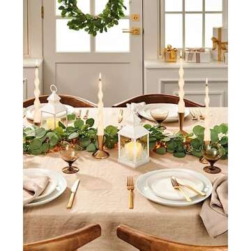 LPUSA 9.8" Ivory Spiral Taper Candles Dripless Twisted Taper Candle Handmade from Vegan Soy Wax for ...