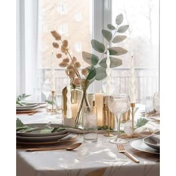 LPUSA 9.8" Ivory Spiral Taper Candles Dripless Twisted Taper Candle Handmade from Vegan Soy Wax for Holiday Wedding Party Home Dinner Decoration Party and Any Occasion,Set of 4(Ivory)