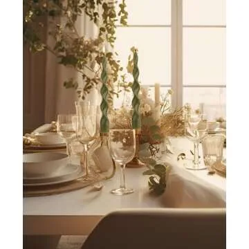 LPUSA 9.8" Ivory Spiral Taper Candles Dripless Twisted Taper Candle Handmade from Vegan Soy Wax for Holiday Wedding Party Home Dinner Decoration Party and Any Occasion,Set of 4(Ivory)