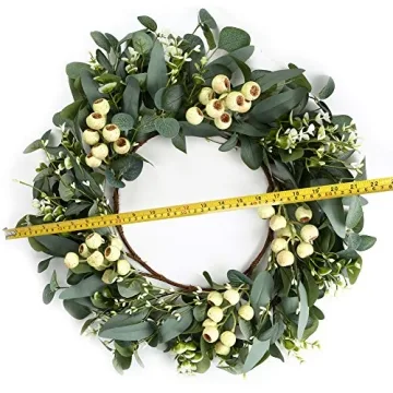 JINGHONG 20 Inch Eucalyptus Wreath All Seasons Decor