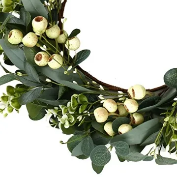 JINGHONG 20 Inch Eucalyptus Wreath All Seasons Decor