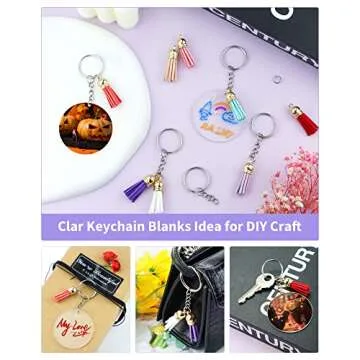 YETOOME 120 Pcs Key Ring Acrylic Blanks Keychain Tassels Set, 2 Inch Round Clear Acrylic Keychain with Chain Jump Rings and Colorful Keychain Tassels for DIY Keychain Vinyl Crafting